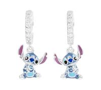 Disney 925 Sterling Silber Lilo und Stitch Stein Set Charm Creolen Ohrringe für Mädchen