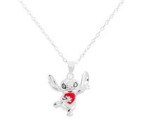 Disney 925 Sterling Silber Stitch Love Heart Anhänger Halskette für Mädchen, Sterling Silber