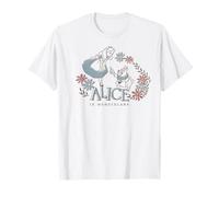 Disney Alice im Wunderland Alice und weißer Hase mit Blumenlogo T-Shirt
