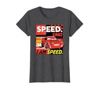 Disney and Pixar’s Cars I Am Speed Lightning McQueen Racing T-Shirt, Damen, Anthrazit Meliert, XL