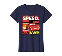 Disney and Pixar’s Cars I Am Speed Lightning McQueen Racing T-Shirt, Damen, Marineblau, XL