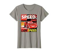 Disney and Pixar’s Cars I Am Speed Lightning McQueen Racing T-Shirt, Damen, Schiefergrau, 3XL