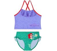Disney Arielle Bikini Mädchen Badeanzug 3-8 Jahre, Elastisch & Verstellbar, Sommer Bademode Tankini Set Zweiteilig, Geschenke für Kinder (3-4 Jahre, Lila/Grün Mermaid)