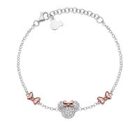 Disney Armband aus Silber mit einer zentralen Figur die Minnie darstellt, Länge 13-18 cm (Minnie Schleife)