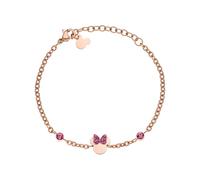 Disney Minnie Mädchen-Armband aus Edelstahl und Zirkonia Kristall, Länge 13-18 cm, Disney Schmuck