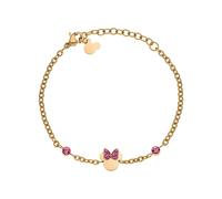 Disney Minnie Mädchen-Armband aus Edelstahl und Zirkonia Kristall, Länge 13-18 cm, Disney Schmuck