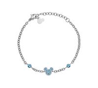 Disney Armband Mickey Mouse Edelstahl mit blauen Zirkoniasteinen Silber