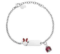 Disney Armband Lucky Minnie Edelstahlkollektion, Rot Marienkäfer und Zirkonia für Mädchen und Kinder, 18cm