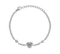 Disney Minnie Mädchen-Armband, Edelstahl, Zirconia Kristall, 13+5cm, Disney Schmuck, Weiß
