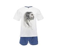 Disney Avatar 2 Der Weg des Wassers T-Shirt und Shorts für Damen, Weicher Baumwoll-Pyjama, Neytiri Design 2-Teiliges Set, Geschenk für Damen und Teenager | M - Weiß