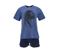 Disney Avatar 2 Der Weg des Wassers T-Shirt und Shorts für Damen, Weicher Baumwoll-Pyjama, Neytiri Design 2-Teiliges Set, Geschenk für Damen und Teenager | L - Blau