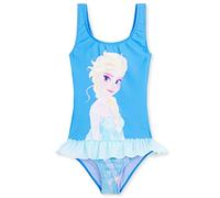 Disney Badeanzug Mädchen, Einteiliger Schwimmanzug Badekleidung - Geschenke für Mädchen (Blau ELSA, 5-6 Jahre)
