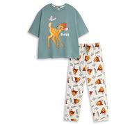 Disney Bambi Damen-Pyjama-Set, Mehrfarbig, langärmlig, Lange Beine | Weiche Nachtwäsche aus Baumwolle mit Bambi-Aufdruck | Klassische Nachtwäsche für die Schlafenszeit | Bequeme Loungewear