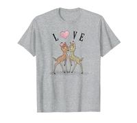 Disney Bambi & Faline Love Heart T-Shirt, Herren, Grau Meliert, 3XL