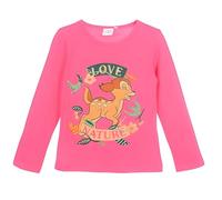 Disney Bambi Mädchen Langarmshirt - T-Shirt mit Love Nature-Print - Offizielles Lizenzprodukt - Größen 98-116 - 100 % Baumwolle - Dunkelblau oder Rosa, Farbe: Rosa, Bekleidungsgröße: 116