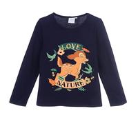Disney Bambi Mädchen Langarmshirt - T-Shirt mit Love Nature-Print - Offizielles Lizenzprodukt - Größen 98-116 - 100 % Baumwolle - Dunkelblau oder Rosa, Farbe: Blau, Bekleidungsgröße: 104