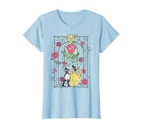 Disney Beauty And The Beast Belle And Beast Stained Glass T-Shirt, Damen, Himmelblau, M
