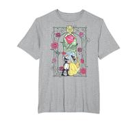 Disney Beauty And The Beast Belle And Beast Stained Glass T-Shirt, Herren Große Größen, Grau Meliert, 4X Tall