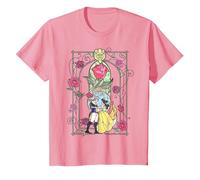 Disney Beauty And The Beast Belle And Beast Stained Glass T-Shirt, Kinder, Rosa, 128