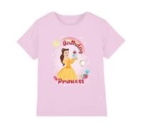 Disney Beauty and The Beast Birthday Princess with Belle and Chip Kinder T-Shirt, Pink, 3-4 J
