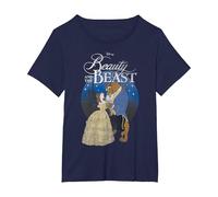 Disney Beauty And The Beast Classic Title Logo Portrait T-Shirt, Damen Große Größen, Marineblau, 2X