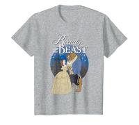 Disney Beauty And The Beast Classic Title Logo Portrait T-Shirt, Kinder, Grau Meliert, 104