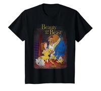Disney Beauty And The Beast Distressed Vintage Group Shot T-Shirt, Kinder, Schwarz, 116