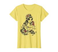 Disney Beauty & The Beast Belle Drawing Rose Graphic T-Shirt T-Shirt, Damen, Gelb, XL