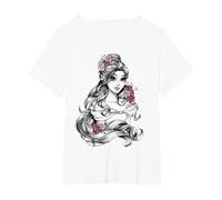 Disney Beauty & The Beast Belle Drawing Rose Graphic T-Shirt T-Shirt, Damen Große Größen, Weiß, 3X
