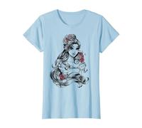 Disney Beauty & The Beast Belle Drawing Rose Graphic T-Shirt T-Shirt, Damen, Himmelblau, 3XL