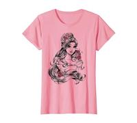 Disney Beauty & The Beast Belle Drawing Rose Graphic T-Shirt T-Shirt, Damen, Rosa, XXL