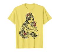 Disney Beauty & The Beast Belle Drawing Rose Graphic T-Shirt T-Shirt, Herren, Gelb, 3XL