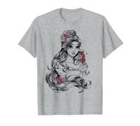 Disney Beauty & The Beast Belle Drawing Rose Graphic T-Shirt T-Shirt, Herren, Grau Meliert, 5XL