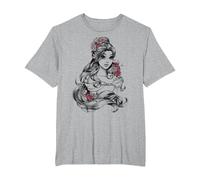 Disney Beauty & The Beast Belle Drawing Rose Graphic T-Shirt T-Shirt, Herren Große Größen, Grau Meliert, 5X Tall