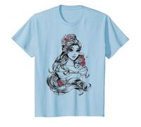 Disney Beauty & The Beast Belle Drawing Rose Graphic T-Shirt T-Shirt, Kinder, Himmelblau, 128