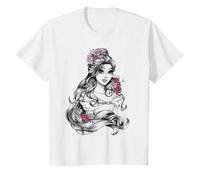 Disney Beauty & The Beast Belle Drawing Rose Graphic T-Shirt T-Shirt, Kinder, Weiß, 152