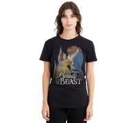 Disney Beauty & The Beast Damen and Belle Castle Ladies Shirt, Black, Schwarz, L EU