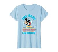 Disney "Best Dad on Earth" Mickey & Minnie Family Trip T-Shirt, Damen, Himmelblau, XS