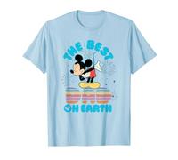 Disney "Best Dad on Earth" Mickey & Minnie Family Trip T-Shirt, Herren, Himmelblau, L