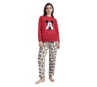 Disney Best Mickey Damen-Schlafanzug mit langen Ärmeln, warm, rot, 38