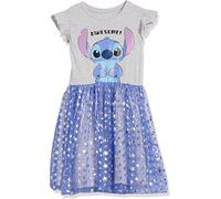 Disney Big Stitch Ruffle Sleeve Tulle Dress-Girls Sizes 4-16, Heather/Blue, 14-16