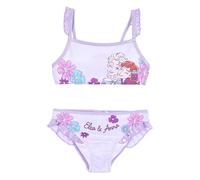 Disney Bikini 2-teilig für Mädchen Die Eiskönigin, mit Elsa und Anna, Blumendekorationen und Rüschen, Lila, 3 Jahre
