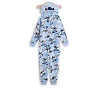 Disney Blauer Lilo & Stitch-Einteiler für Mädchen | Kuscheliger Fleece-Schlafanzug mit Reißverschluss und 3D-Stitch-Kapuze | Langärmlige Loungewear zum Schlafengehen und Entspannen