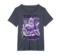 Disney Bösewichte Ursula Take the Bait T-Shirt, Damen Große Größen, Blau Meliert, 5X