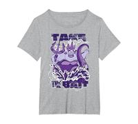 Disney Bösewichte Ursula Take the Bait T-Shirt, Damen Große Größen, Grau Meliert, 4X