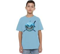 Disney Boy's Finding Nemo Bruce Shark Smile Unisex Kids T-Shirt, Light Blue, 7-8 Jahre
