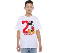 Disney Boy's Mickey Mouse 2nd Birthday Unisex Kids T-Shirt, White, 3-4 Jahre