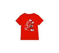 Disney Boy's Mickey Mouse Geometric Shapes Unisex Kids T-Shirt, Red, 9-10 Jahre