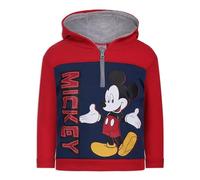 Disney Boy's Mickey Mouse Pullover Half Zip Hooded Jacket, Red/Blue, Size 5T