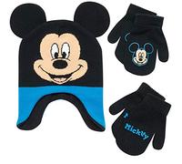 Disney Boys Mickey Mouse Winter Hat and 2 Pair Mitten or Gloves Set (Age 2-7) (Blue/Black 3D Ear Mickey Glove, Age 2-4)